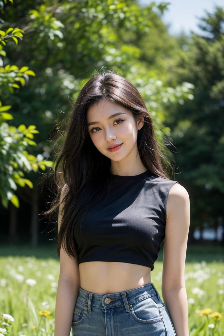 26048-2583693236-masterpiece,best quality,cartoon rendering,upper body,close-up,solo,woman,smile,long black hair,green eyes,small breasts,crop to.png